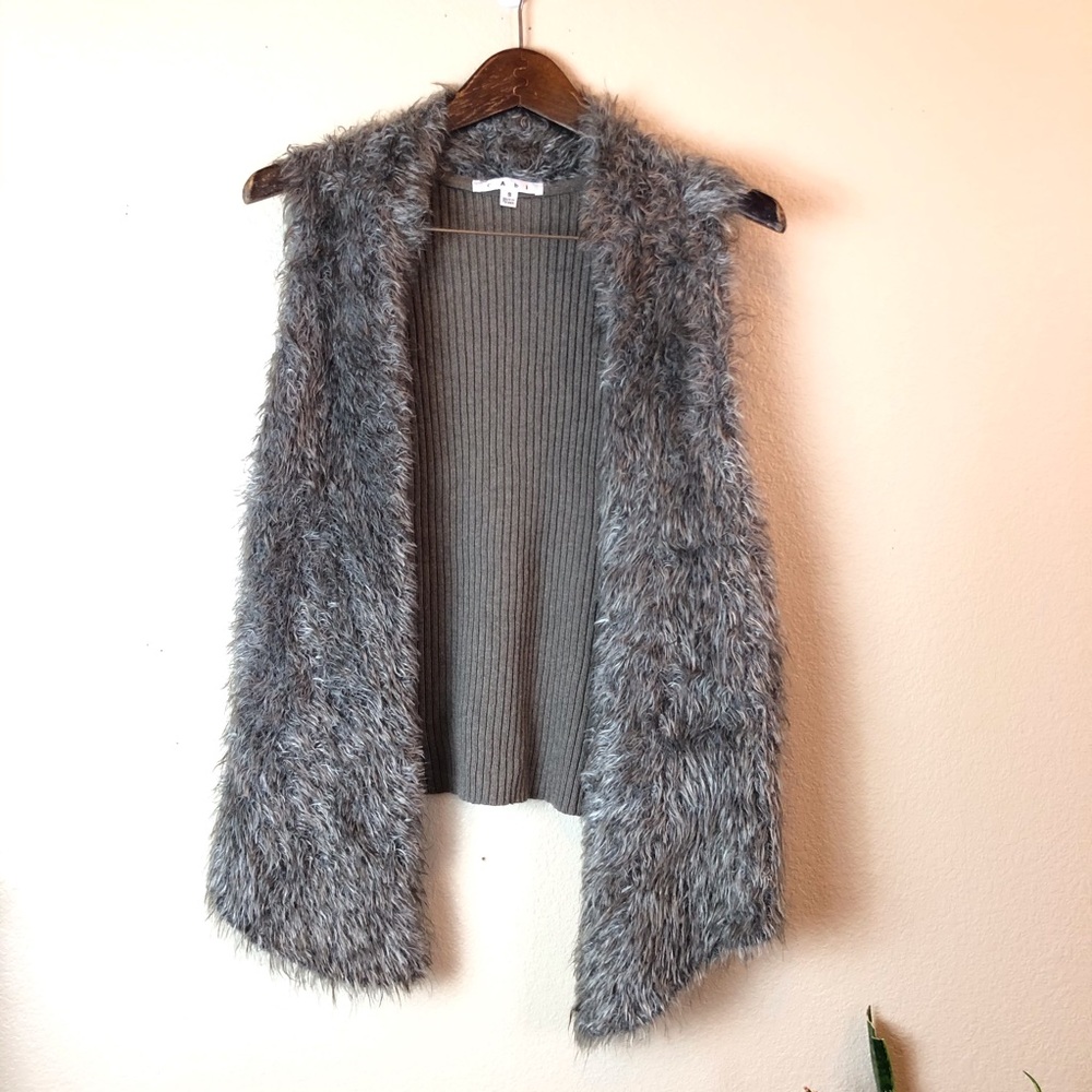 Cabi II Faux Fur Asymmetrical Open Vest